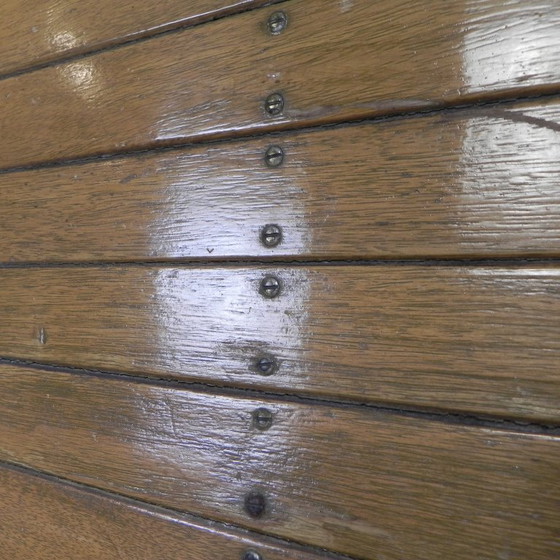 Image 1 of Double-sided teak train bench, 1930s