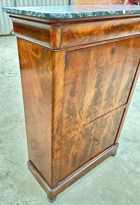 Image 1 of Antieke Biedermeier Secretaire – 19e eeuw – Mahonie – Zeer fraaie uitstraling