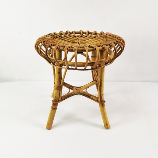 Kruk van rotan en bamboe, ontworpen door Franco Albini, Italië, jaren 60.