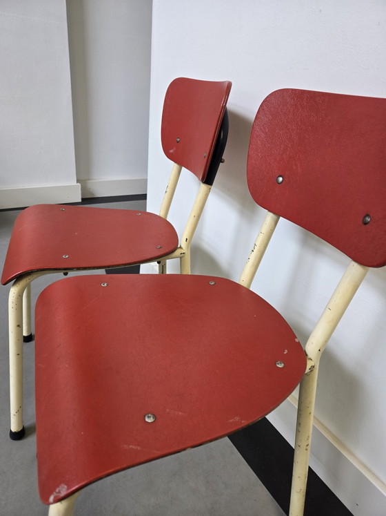 Image 1 of Chaises Brabantia en acier des années 1960, rouge crème noir