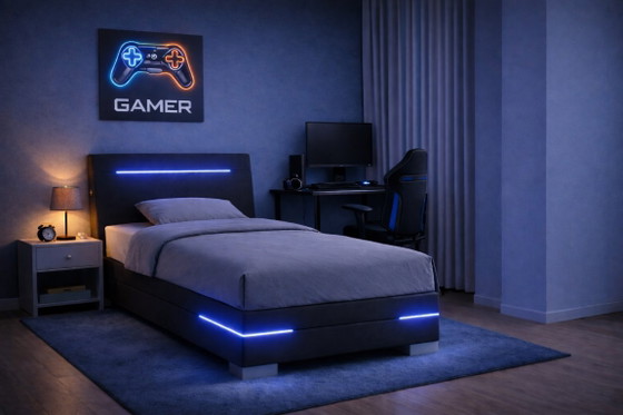 Image 1 of Dallas box spring with LED, USB, topper and storage space 90x200