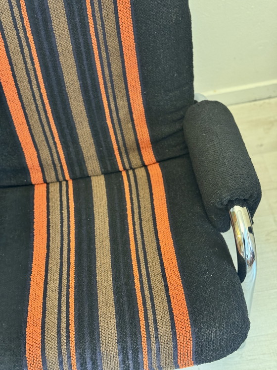 Image 1 of Fauteuils vintage à structure tubulaire chromée épaisse, années 1970