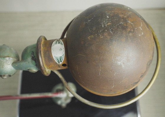 Image 1 of Vintage 1950s Jieldé Lamp Standard Industrial Wall Light, Two-Arm Early Model Riveted Label, French Factory Workshop Patina, 195