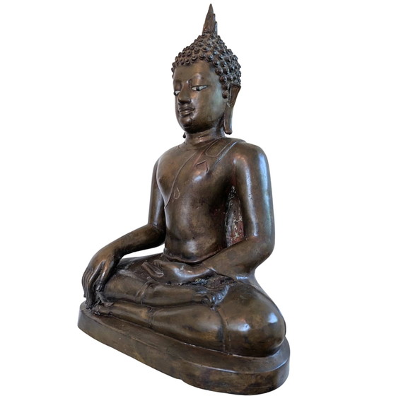 Museum-Quality Lan Xang Masterpiece – Fire-Gilded Bronze with Inlaid Ivory – 46 cm – Sculpture, Gold (photo 8 of 10)