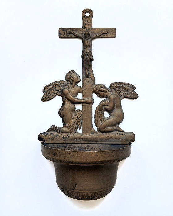Image 1 of (W013) Pila bautismal antigua de bronce de principios del siglo XX, Francia