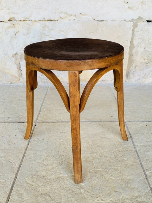 Sgabello vintage in legno curvato di Baumann, circa anni '50