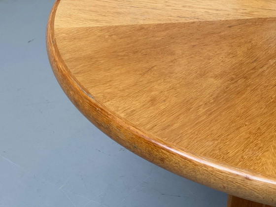 Image 1 of Round extendable dining table made of light-colored solid beech wood, 1970s