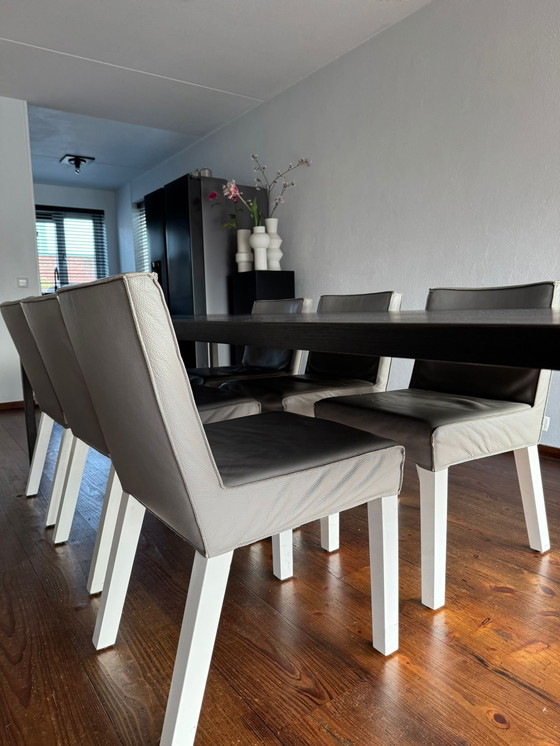 Image 1 of 6 sedie da pranzo Piet Boon SAAR tortora/grigio con gambe bianche