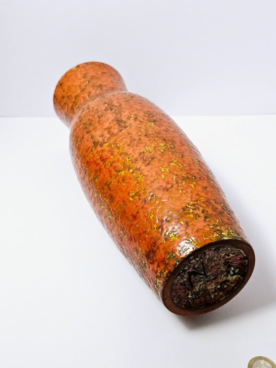 Image 1 of Mid-Century Ceramic Vase With Special Glaze | Original Tófej Pottery From Hungary | Unique Shape & Impressive Colors | 35cm 