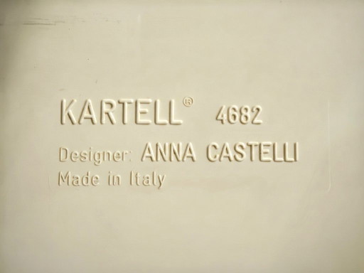 Vintage Kartell 4682 bloempot uit de jaren 70 – Ontworpen door Anna Castelli, gemaakt in Italië, witte pot op wielen