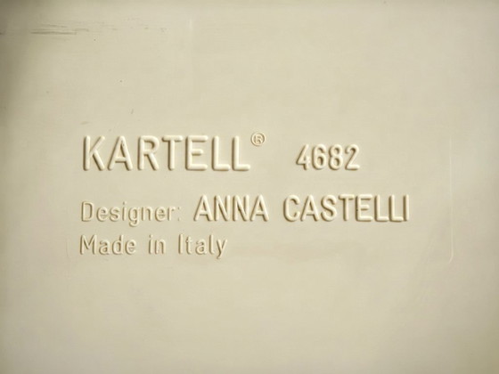 Image 1 of Vintage Kartell 4682 bloempot uit de jaren 70 – Ontworpen door Anna Castelli, gemaakt in Italië, witte pot op wielen