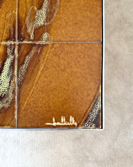 Image 1 of Vintage salontafel met keramische tegels