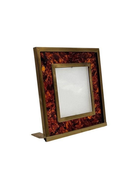 Image 1 of Hollywood Regency fotolijst van lucite en messing – in de stijl van Gabriella Crespi, Italië, jaren 70