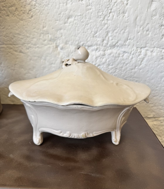 Image 1 of 18th century Moustiers earthenware vegetable dish