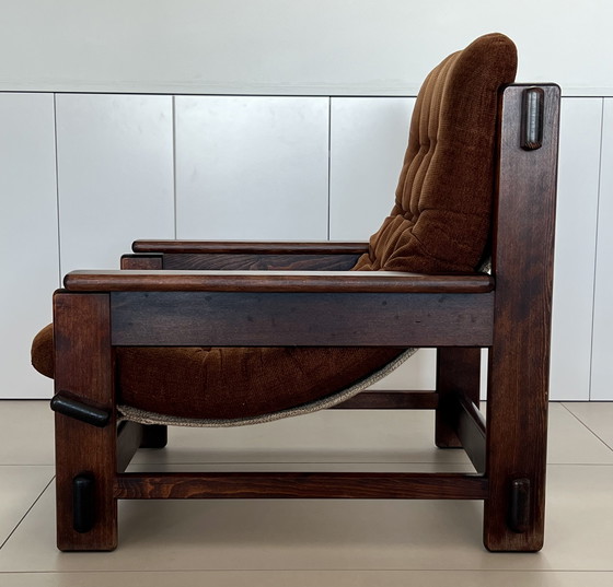 Image 1 of Scandinavian oak armchair and ottoman, 60s
