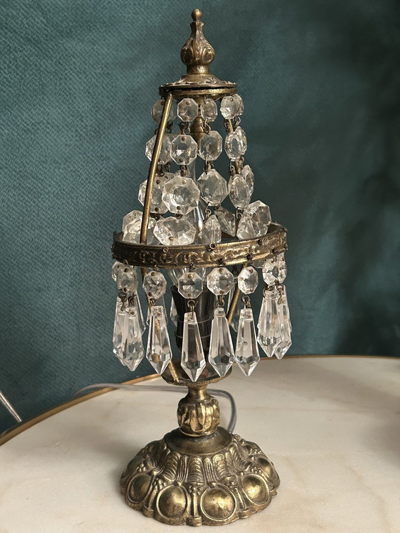 Image 1 of 2 Pieces Vintage Crystal Pocket Chandeliers Table Lamps