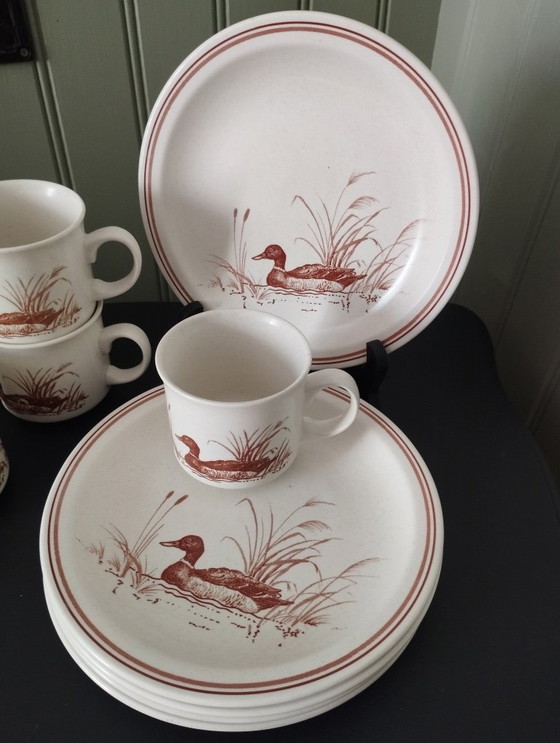 Image 1 of x5 Piccoli piatti e tazze vintage in gres CHURCHILL Ducks.
