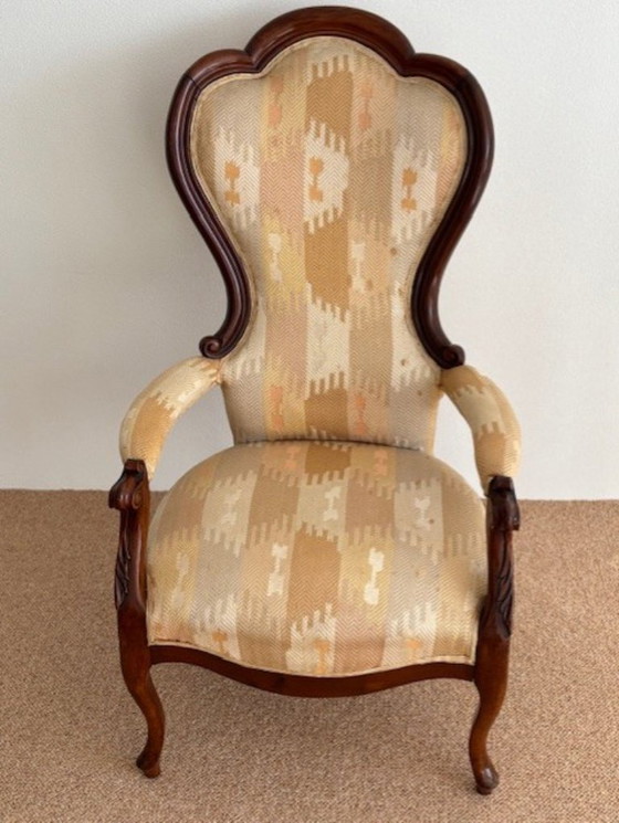 Image 1 of FAUTEUIL BIEDERMEIER MAJESTUEUX avec DOSSIER DE 80 cm