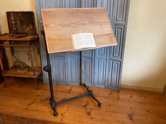 Elkhart Bedside Table Reading Table Lectern Sidway Table French antique, Wood, Iron, Black (photo 3 of 23)