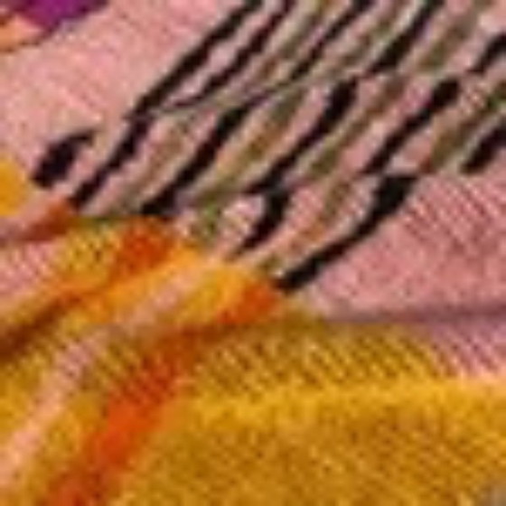 Image 1 of Authentiek Marokkaans Boujad Roze Berber Wollen Tapijt 160x270 cm - Handgeweven Geometrisch Boho Vloerkleed