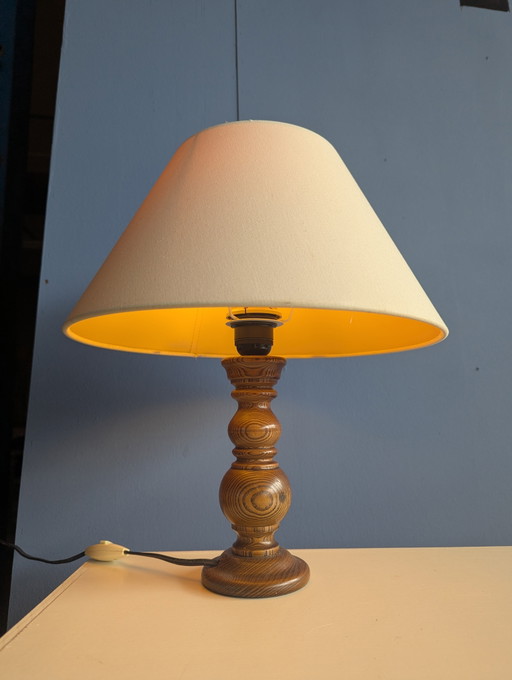 Vintage table lamp beige/wood