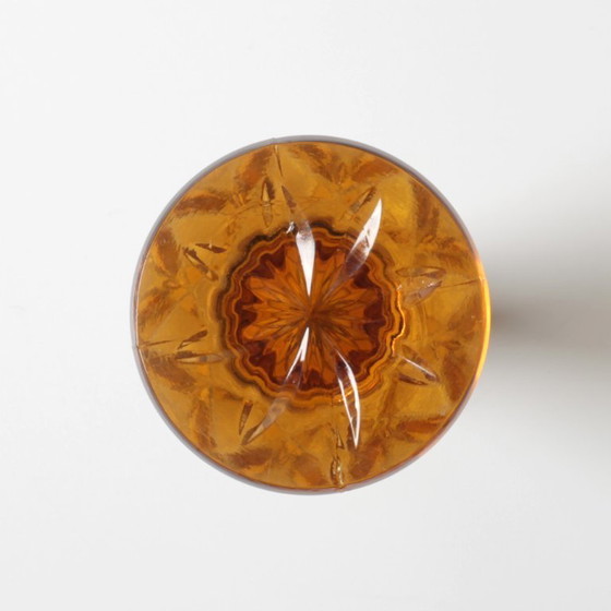 Image 1 of Small Vintage Amber Glass Vase / Mid-century Stylish Vase / Czechoslovakia / 1970s