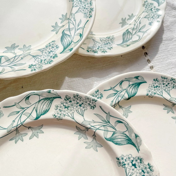 Set di 6 Piatti Piani Antichi in Ironstone "Lilac" - Longchamp, XIX Secolo – Stoviglie, Vintage (photo 6 of 9)