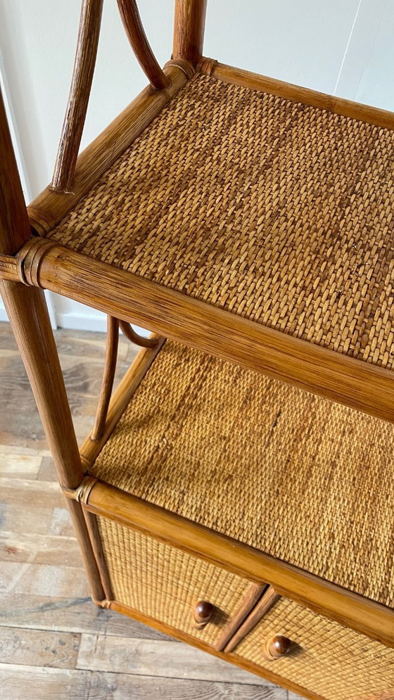 Image 1 of Vintage Wicker and Rattan Shelf