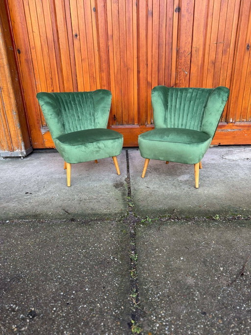 Hungarian Green Club Chairs, 1950s, Set of 2