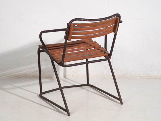 Antiker Outdoor-Stuhl mit Armlehnen (ca. 1920) – Gartenstühle, Wood, Iron (photo 26 of 30)
