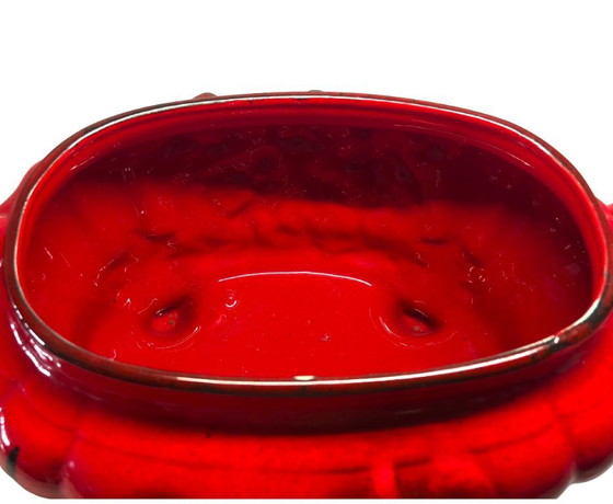 Image 1 of Large Vintage Red Ceramic Soup Tureen w Lid & Ladle Baroque Style Serving Bowl 38cm