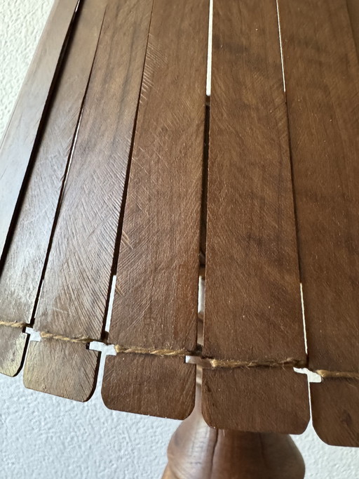 Grote teakhouten lamp jaren 60
