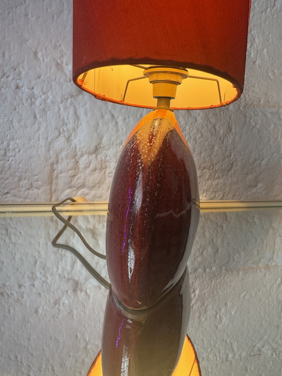 Image 1 of Handgemaakte lamp van keramiek en zijde uit de jaren 90