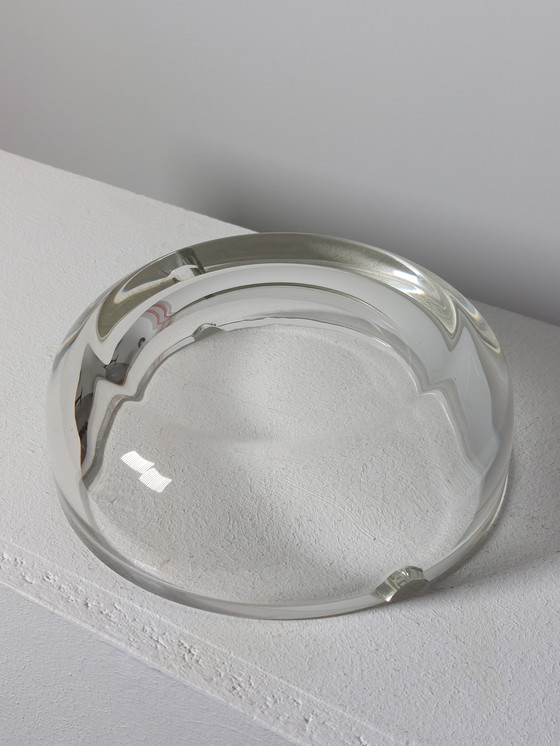 Image 1 of Large Vintage Mid Century Crystal Glass Cigar Ashtray