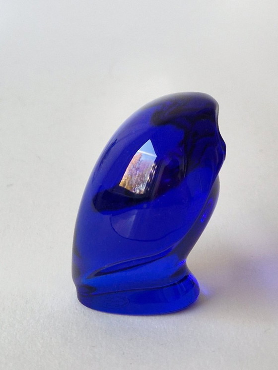 Image 1 of Baccarat Frankreich – Kobaltblaue Eule – Signiert
