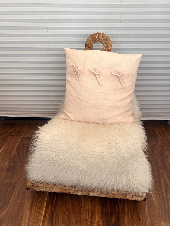 Image 1 of Sedia a dondolo vintage IKEA Gullholmen in fibra naturale + accessori inclusi