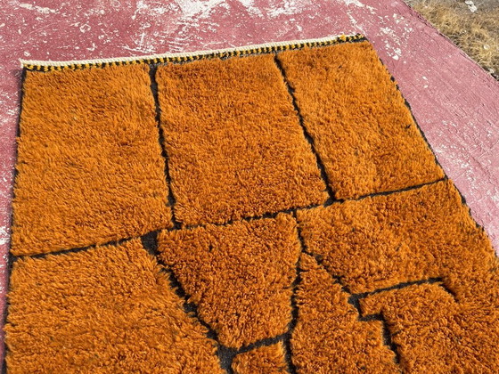 Moroccan Beni Ourain Berber Rug, Rust Orange & Mustard Yellow, Natural Wool, 230 × 210 cm, Rugs & carpets (photo 8 of 8)