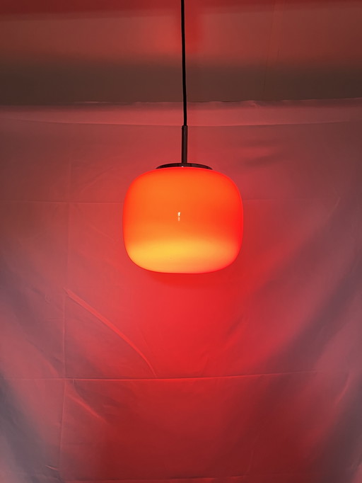 Vintage Hängeleuchte rot Glas Hustadt Leuchten 1960s
