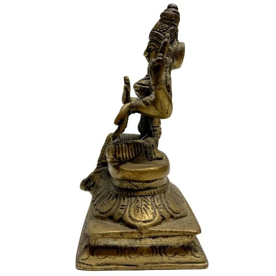 Solid Bronze Lakshmi Statue – Gold-colored – India c. 1950 – 11cm – Sculpture (photo 7 of 9)