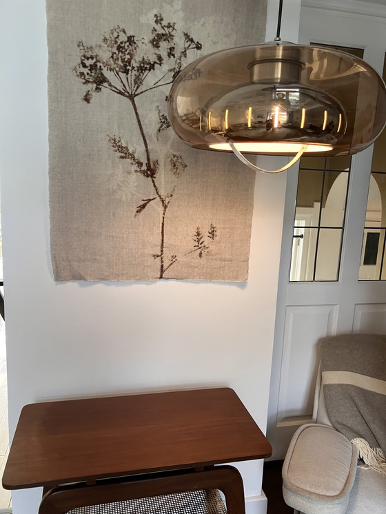 Image 1 of Vintage Space Age 70s pendant lamp Herda / smoked glass aluminum