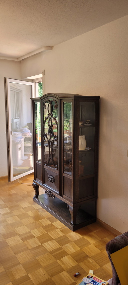 Antieke vitrinekast, begin 20e eeuw – vitrinekasten, Glass, Wood