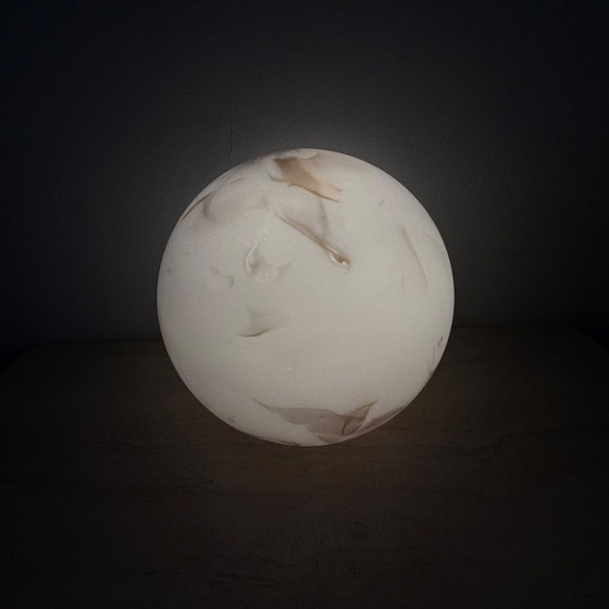 Image 1 of Vintage glass table lamp marble decor , 1970s 