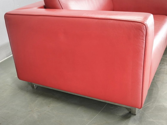 Fauteuils Lounge Oversize en Cuir Rouge et Ottoman Wittmann, Autriche (photo 12 of 20)