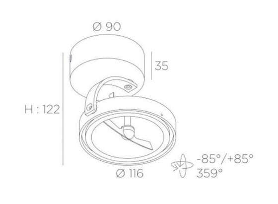 Image 1 of Trizo21 - Lampada da parete rotonda a LED Pin-Up 1 nera