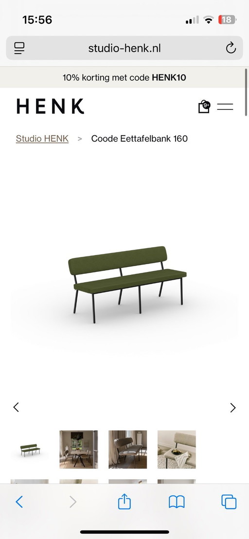 Studio Henk coode dining table bench 160 dark green