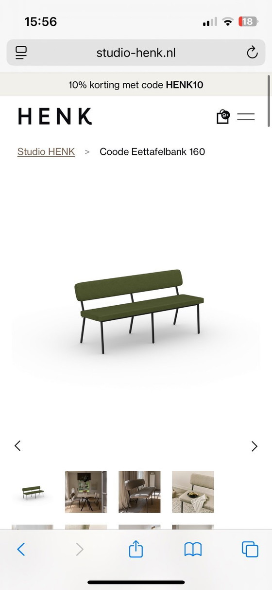 Image 1 of Studio Henk coode dining table bench 160 dark green