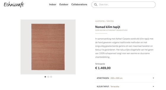 Image 1 of Tappeto Ethnicraft Nomad Kilim - Tessuto a mano di alta qualità - Terracotta