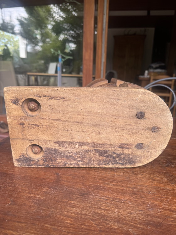 Image 1 of Antieke verstelbare hoedenvorm op een standaard – Massief hout – Begin 20e eeuw