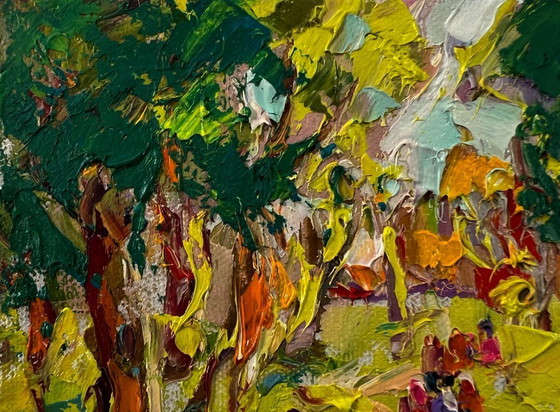 Original Oil Painting Summer Trees Landscape On A Walk In The Forest – Paintings & Drawings, Canvas (photo 7 of 8)