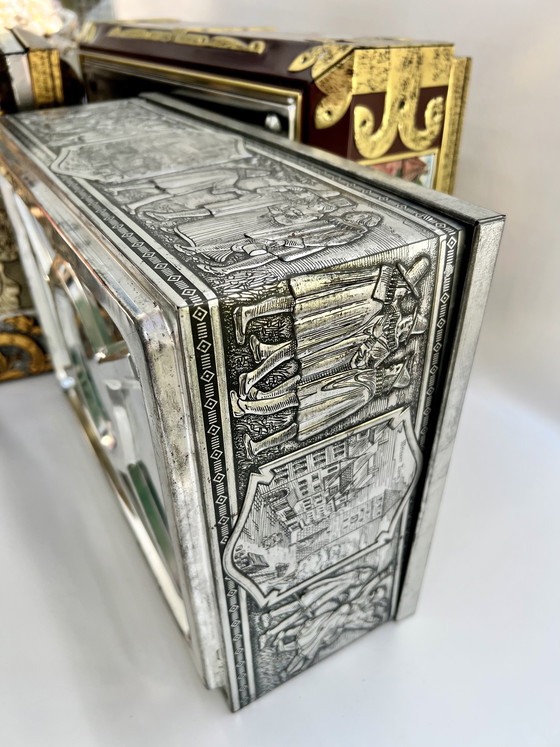 Image 1 of Juego de 6 latas de pan de jengibre nostálgicas – Lebkuchen Schmidt & Wicklein, Nuremberg, ca. 1950-1970